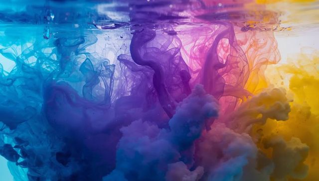 Vibrant Colorful Ink Swirls in Clear Liquid