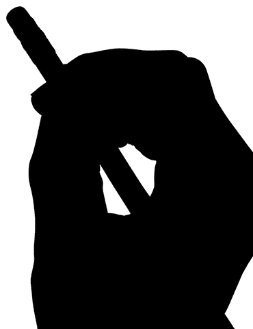 Close-up of hand holding pencil on transparent background