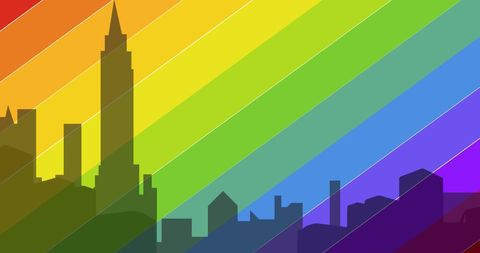 Rainbow Cityscape Celebrating LGBTQ Pride and Equality - Download Free Stock Images Pikwizard.com