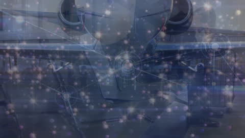 Animation Illustrating Global Network over Airplane