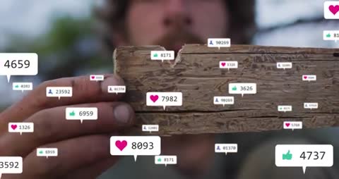 Carpenter Holding Plank with Social Media Icons Overlaid