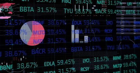 Digitized Stock Market Data Shows Fluctuating Percentages and Financial Graphs - Download Free Stock Images Pikwizard.com