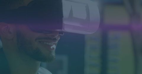 Smiling Man Experiencing Futuristic Virtual Reality - Download Free Stock Images Pikwizard.com