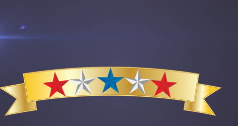 Patriotic Ribbon with Stars on Dark Background