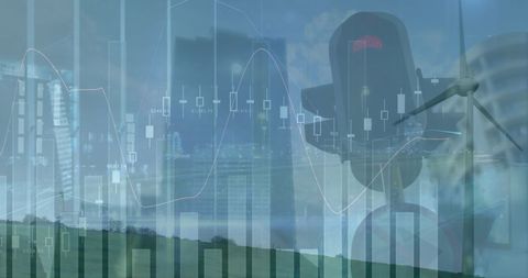 Financial charts and traffic symbolizing economic flow