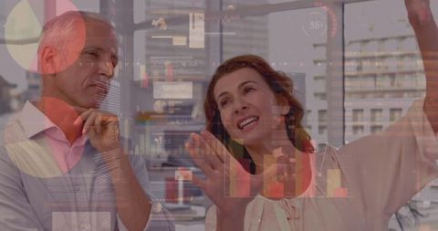 Business Team Engaged with Futuristic Financial Data Interface