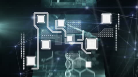 Digital Network Connections with Futuristic Interface Graphics