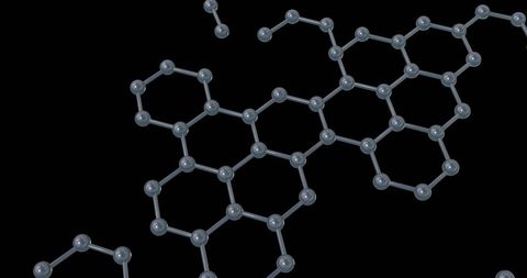 3D Molecular Structure on Black Background Representing Scientific Innovation
