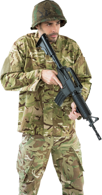 Transparent Image of Soldier Armed with Rifle in Camo - Download Free Stock Videos Pikwizard.com