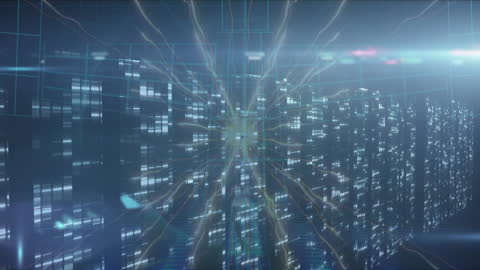 Digital Data Streams with Futuristic Light Patterns