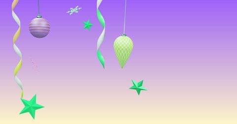 Colorful Christmas Decorations on Purple Gradient Background