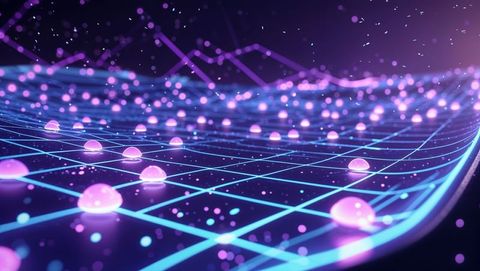 Futuristic Digital Grid Journey with Glowing Spheres - Download Free Stock Images Pikwizard.com