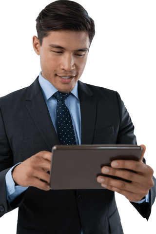 Transparent Businessman Engaging with Digital Tablet Technology - Download Free Stock Videos Pikwizard.com