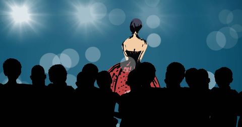 Silhouetted audience at glamorous fashion show