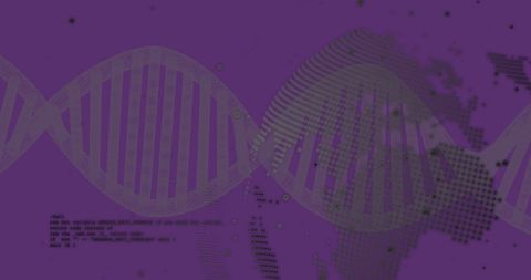Digital DNA Strand Overlapping World Map and Data Visualization