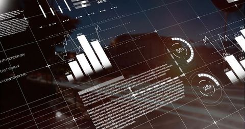 Futuristic Data Analytics Overlay on City Street Night View