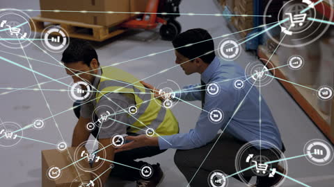 Warehouse Team Discussing Connectivity Solutions in a Smart Distribution