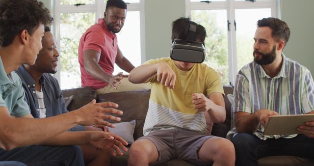 Diverse Group Enjoying Virtual Reality at Home - Download Free Stock Images Pikwizard.com