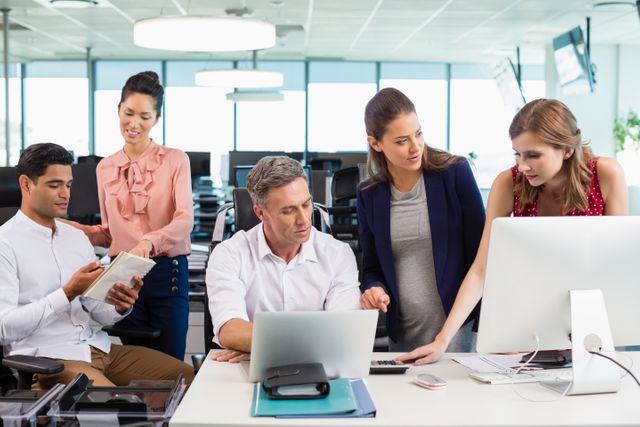 Business Team Collaborating in Modern Office Workspace - Download Free Stock Images Pikwizard.com