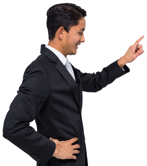 Happy Biracial Businessman on Transparent Background Pointing - Download Free Stock Videos Pikwizard.com