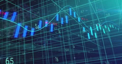3D Grid with Dynamic Financial Data Visualization - Download Free Stock Images Pikwizard.com
