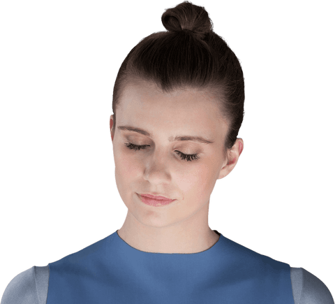 Peaceful young woman meditating with transparent background