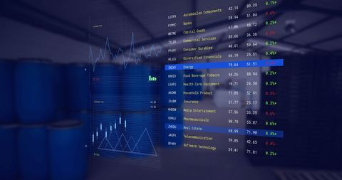 Digital Financial Data Display in Industrial Warehouse