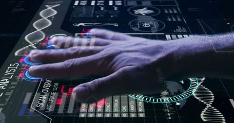 Man Interacting with Futuristic Touchscreen Display - Download Free Stock Images Pikwizard.com