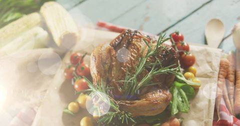 Roasted Turkey with Fresh Vegetables and Herbs - Download Free Stock Images Pikwizard.com