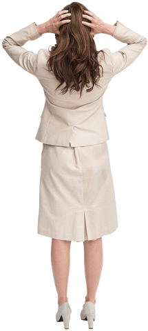 frustrated businesswoman with hands on head in beige suit, transparent background - Download Free Stock Videos Pikwizard.com