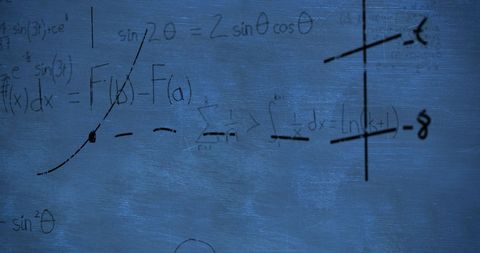 abstract mathematical calculations over blue chalkboard scene - Download Free Stock Images Pikwizard.com