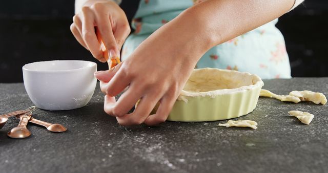 Close-Up of Woman's Hands Preparing Pie Crust - Download Free Stock Images Pikwizard.com