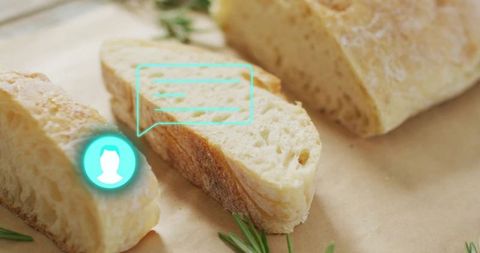 Artisan crusty bread featuring virtual icon element