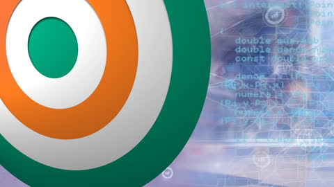 Colorful Targets Over Data Code with Heart Rising Animation