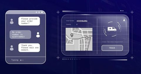 Order Tracking with Chat Interface Mockup for Technology and UX Design Concepts