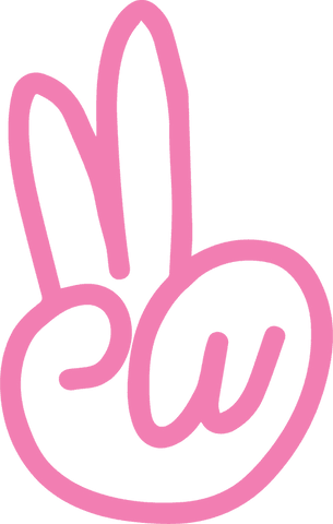 Pink line art peace hand sign on transparent background