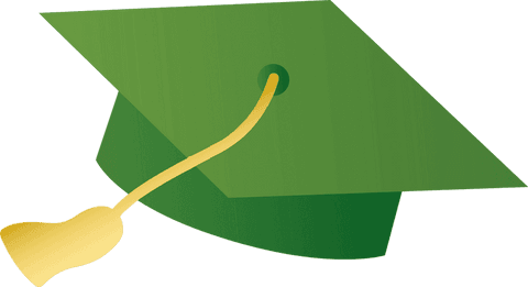 Transparent green graduation cap with tassel illustration