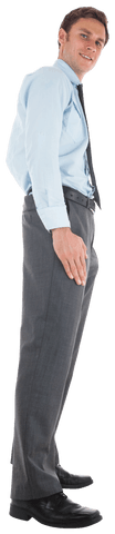 Confident Businessman Standing in Grey Suit on Transparent Background