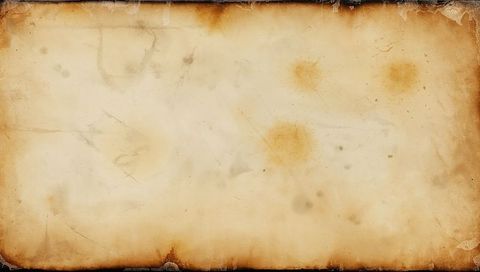 Displaying aged parchment with burnt edges, foxing, creases, vintage sepia texture