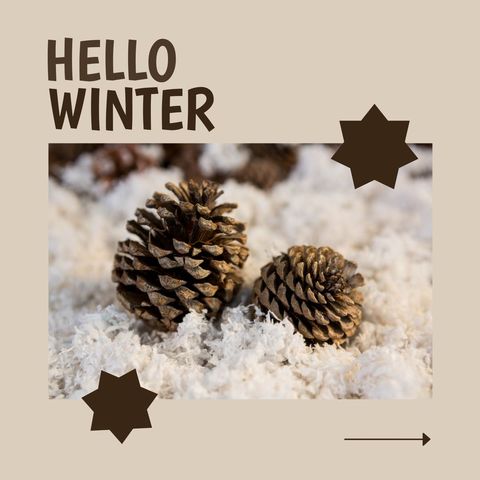 winter greeting with pine cones on snowy background - Download Free Stock Templates Pikwizard.com