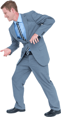 Businessman in Gray Suit Playfully Gesturing on Transparent Background - Download Free Stock Videos Pikwizard.com