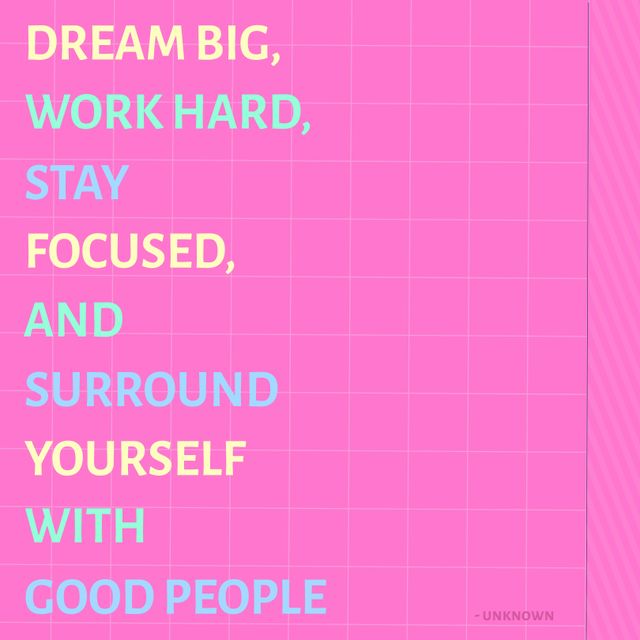 This image features an encouraging quote in a modern design with a vibrant pink background and grid lines. Ideal for social media posts, blog graphics, and motivational materials to inspire and uplift. Perfect for personal development websites, posters, and presentations seeking to promote positive thinking and perseverance.