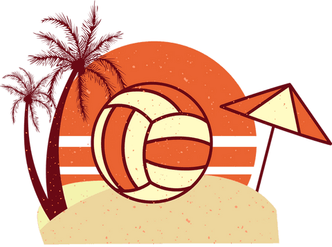 Tropical Volleyball and Relaxation Design on Transparent Background