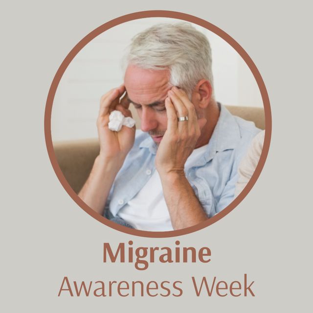 Senior Man Experiencing Migraine During Awareness Week Campaign - Download Free Stock Templates Pikwizard.com