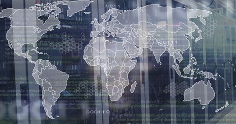 global technology concept with digital map and programming codes - Download Free Stock Images Pikwizard.com