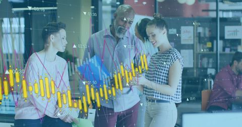 Diverse Team Analyzing Financial Growth and Trends