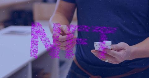 Secure digital payment with nft abstrac marine text overlay