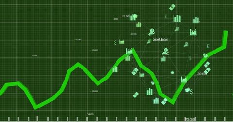 Dynamic Green Financial Graph with Business Icons - Download Free Stock Images Pikwizard.com