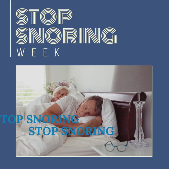 Senior Couple in Bed for Stop Snoring Week Campaign - Download Free Stock Templates Pikwizard.com