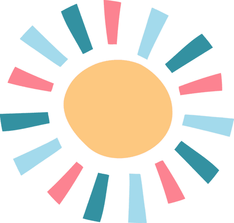 Colorful abstract sun with radiant lines on transparent background